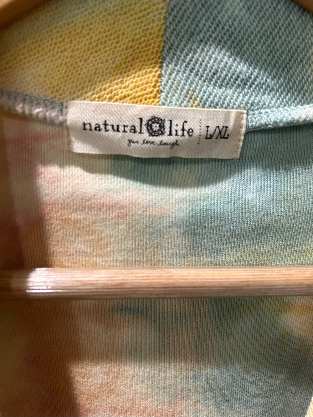 Natural Life Pastel Tie-Dye Cotton Terry Robe - Pink, Blue & Yellow - Picture 2 of 3